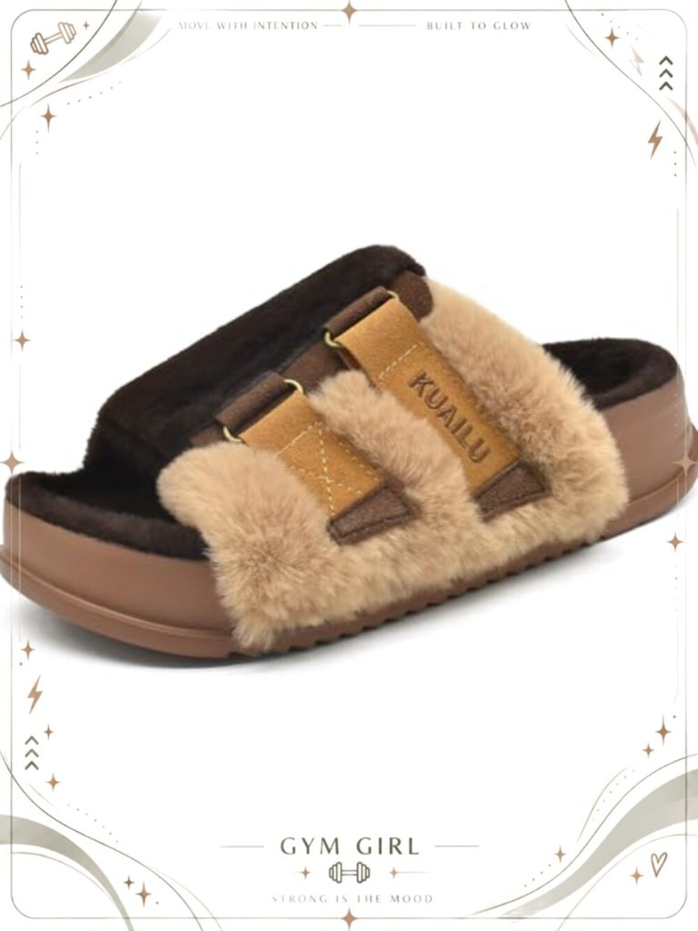 KuaiLu Women's Orthotic Arch Support Slippers Faux Fur Platform